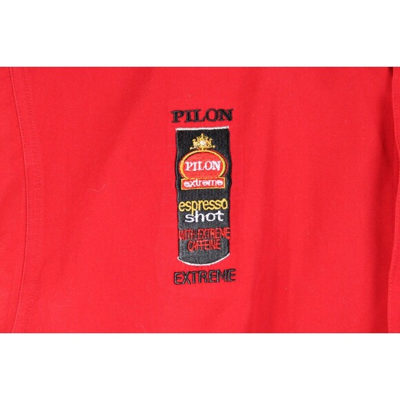Cafe Pilon Extreme Espresso Coffee Button Shirt Red Size Medium Promo Employee - Picture 9 of 16